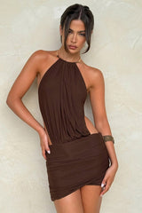 Halter Ring Tie Mini Dress