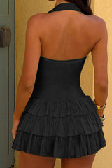 Robe mini dos nu à volants