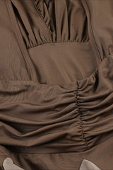 Ruffled Deep V Halter Mini Dress