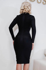 Robe midi moulante sexy à décolleté plongeant et bandage