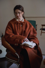 Bow Tie Waist Loose Slim Wool Blend Christmas Outerwear