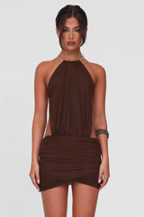 Halter Ring Tie Mini Dress