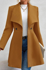 Veste d'extérieur de Noël en laine mélangée épaisse, à revers uni et à double boutonnage