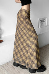 Jupe de Noël moulante à carreaux taille haute