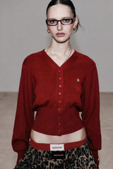 Gilet de Noël en coton brodé à col en V