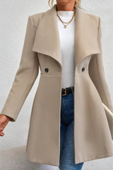 Veste d'extérieur de Noël en laine mélangée épaisse, à revers uni et à double boutonnage