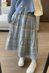 Jupe de Noël à carreaux à volants en laine mélangée