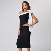 High End One Word Slim Fit Oblique Shoulder Bandage Dress Dress Cocktail Evening Dress French Minority Dress