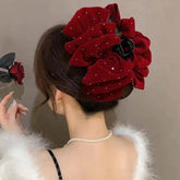 Winter Velvet Multi-Layered Bow Headwear - Christmas Hair Accessory Accessories-L