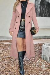 Veste d'extérieur chic de Noël en laine mélangée à revers croisés.