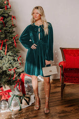 Velvet Loose Cutout Tie Waist Mini Dress