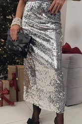 Jupe de Noël portefeuille à sequins taille haute