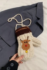 Sac bandoulière mignon avec sapin de Noël au crochet et rennes