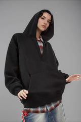 V Neck Loose Fit Pullover Hoodie