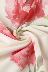 Robe midi à col en V en maille florale