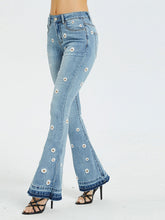 Embroidered Flared Daisy Jeans