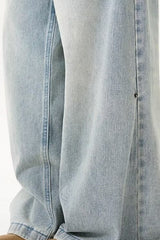 Washed Distressed Wide Leg Jeans