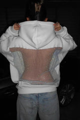 Sheer Backless Mesh Hoodie