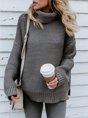 Thick Autumn Winter Green Knitted Oversized Turtleneck Christmas Sweater Gray / S Sweaters-L