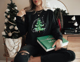 Merry Bright Light Tree Girl Christmas Hoodie Black / S Hoodies-L