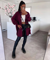 Chemisier ample uni en coton, collection automne-hiver pour femmes