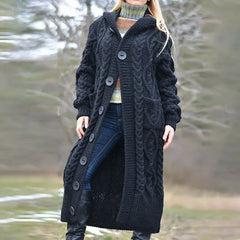 Pull long ample à capuche pour femme, automne-hiver, style décontracté, nouveaux manteaux pour femme