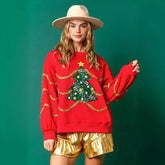 Autumn New Christmas Sequins Stripes Long Sleeve Casual Sweater Red / S Sweaters-L