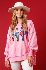 Sweet Fresh Korean Sequins Thickened Versatile Christmas Hoodie Pink / S Hoodies-L