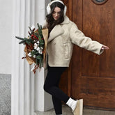 Vestes en similicuir épais et laine chaude double face en peluche