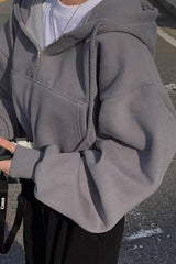 Sweat à capuche court zippé doublé en polaire