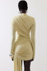 Robe mini moulante asymétrique à ruban froncé