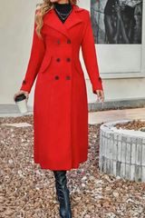 Veste d'extérieur chic de Noël en laine mélangée à revers croisés.