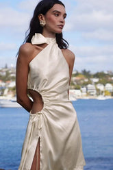 Robe midi à nœud ajouré