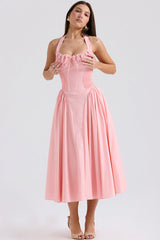 Adabella Cotton Halter Midi Sundress