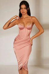 Backless Corset Split Midi Dress