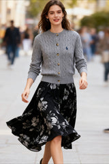 Embroidered Cable Wool Christmas Cardigan