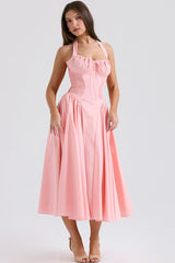Adabella Cotton Halter Midi Sundress