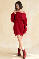 Robe pull midi décontractée à col bateau