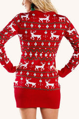 Christmas Jacquard Cozy Casual Pullover Sweater Dress