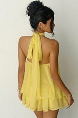 Chiffon Halter A-Line Mini Dress