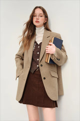 Blazer court à carreaux rétro, vêtement d'extérieur de Noël