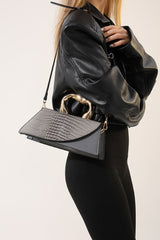 Sac cabas chic en PU à motif crocodile, bandoulière/sac à main.