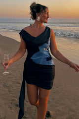 Robe mini imprimée à col noué