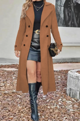 Veste d'extérieur chic de Noël en laine mélangée à revers croisés.