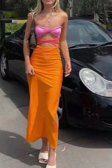 Robe midi dos nu ajourée