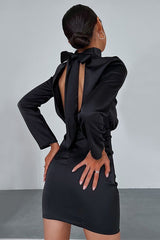 Satin Backless Bow Mini Dress