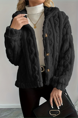 Vêtements d'extérieur chauds et doux en maille torsadée double polaire pour Noël