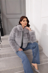 Elegant Short Faux Fur Classic Christmas Outerwear