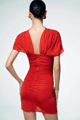 Hollow-Out 3D Flower Ruched Midi Dress