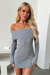 Off Shoulder Knit Slim Mini Dress